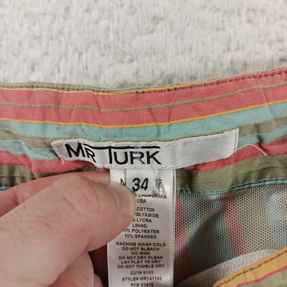 Mr. Turk Swim Trunks Mens 34 San Simeon Stripe Mesh Lined Designer Beach Resort